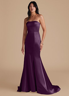 Azazie Aura Bridesmaid Dresses Plum Mermaid Metallic Satin Convertible Dress image6