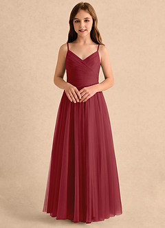 Azazie Poppy Girls Formal Sukienki dla dziewczynek sypiących kwiaty Litera A Plisowana Tiul Do podłogi Sukienka image4