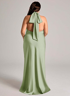 Azazie Velli Bridesmaid Dresses Dusty Sage Mermaid High Neck Stretch Satin Dress image7