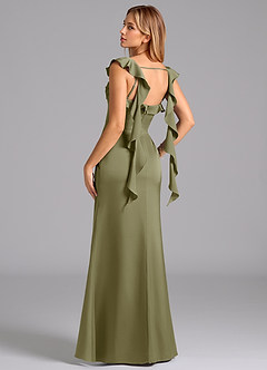 Azazie Adi Brudtärnklänningar Klä av A-Linje i Stretch Satin Plisserad Pistasch image6