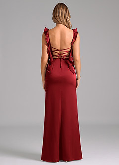 Azazie Jessamine Bridesmaid Dresses Scarlet Sheath Corset Stretch Satin Dress image6