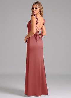 Azazie Jessamine Bridesmaid Dresses Antique Rose Sheath Corset Stretch Satin Dress image2