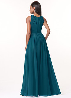 Azazie Harper Bridesmaid Dresses Ink Blue A-Line Pleated Chiffon Dress image2