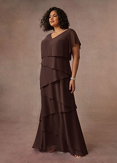 Azazie OHara Mother of the Bride Dresses Ganache A-Line V-Neck Chiffon Dress image13