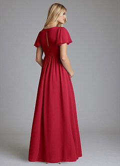 Azazie Verna Maternity Bridesmaid Dresses A-Line V-Neck Ruched Chiffon Floor-Length Dress image2