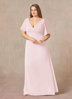 Azazie Alessa Final Sale Blushing Pink A-Line V-Neck Pleated Chiffon Dress image9