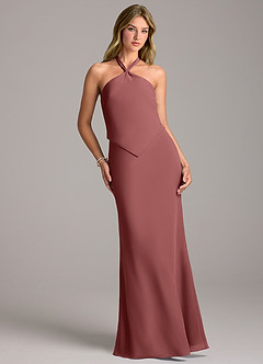 Azazie Keisha Bridesmaid Dresses Amethyst Sheath Chiffon Dress image4