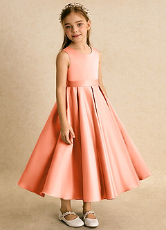 Azazie Junebuj vestidos de niña de las flores Vestido de Atardecer de Satin Mate de Princesa con Plisado image5