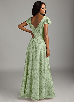 Azazie Omari Bridesmaid Dresses Green Fern Floral A-Line Chiffon Dress image5