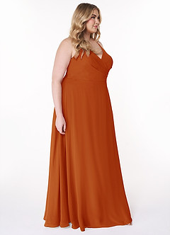 Azazie Davis Bridesmaid Dresses Paprika A-Line V-Neck Chiffon Dress image10