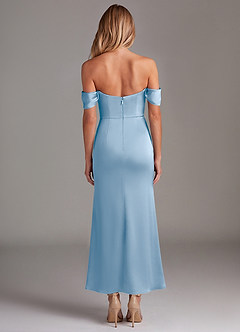 Azazie Saige Suknie dla druhen Syrena Zza ramienia Satyna elastyczna Długość kostki Sukienka image8