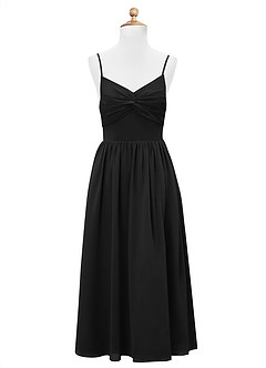 Azazie Zeya Junior Black A-Line Chiffon Dress image7