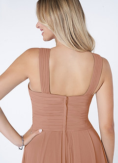 Azazie Kaleigh Bridesmaid Dresses Champagne Rose A-Line Pleated Chiffon Dress image6