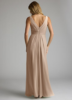 Azazie Gina Final Sale Taupe A-Line V-Neck Pleated Chiffon Dress image5