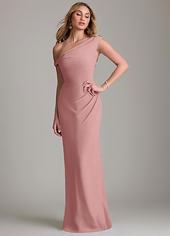 Azazie Emerson Abiti da Damigella Abito Tubino in Chiffon a Spalla Scoperta Rosa Polverosa image1