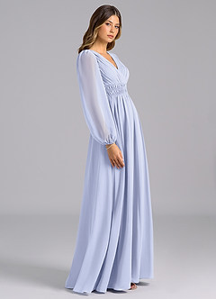 Azazie Palerma Bridesmaid Dresses Lavender A-Line Long Sleeve Chiffon Dress image3