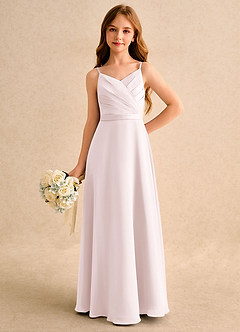 Azazie Umina Girls Formal Abiti da Ragazza di Fiori Abito A-Line in Raso Opaco Plissettato Rosa Rossore image5