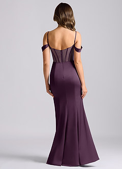 Azazie Alyce Final Sale Plum Mermaid Off the Shoulder Stretch Satin Convertible Dress image2