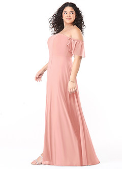 Azazie Sue At-home Try On Dresses Matcha A-Line Off the Shoulder Chiffon Convertible Dress image9