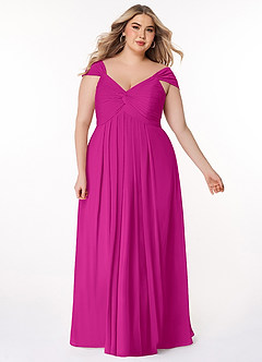 Azazie Kaitlynn Brautjungfernkleider Wandelbar Empire Gerafft Chiffon Kleid Fuchsia image10