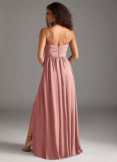 Azazie Alia Brautjungfernkleider A-Linie Plissee Stretch-Satin Kleid Rosettenrosa image4