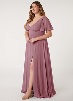 Azazie Kimber Bridesmaid Dresses Vintage Mauve A-Line Flounce Sleeve Chiffon Dress image11