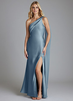 Azazie Loreen Loppumyynti Mrenneito Yksi olkapää Joustava satiini Lattian pituus Pukeutua image1