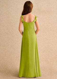Azazie Puppy Girls Formal Flower Girl Dresses Lemongrass A-Line Pleated Chiffon Dress image2