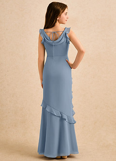 Azazie Aria Girls Formal Blomsterpigekjoler Havfrue Rynket Chiffon Gulv-længde Kjole image1