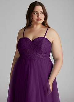 Azazie Roni Bridesmaid Dresses Grape A-Line Sweetheart Neckline Tulle Convertible Dress image13