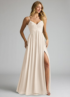 Azazie Alia Brautjungfernkleider A-Linie Plissee Chiffon Kleid Alabaster Weiß image2