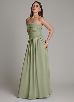 Azazie Andreina Bridesmaid Dresses Pistachio A-Line Pleated Chiffon Dress image4
