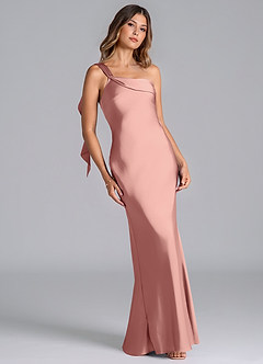 Azazie Driea Brudtärnklänningar Klä av Sjöjungfru i Stretch Satin Ena axeln Rosett image1