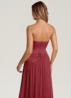 Azazie Tierney Bridesmaid Dresses Pomegranate A-Line Strapless Chiffon Convertible Dress image5