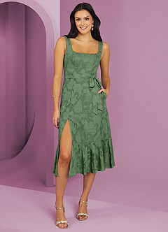 Barbie ♥ Azazie Bridesmaid Dresses Eucalyptus A-Line with Pockets Floral Burnout Dress image1