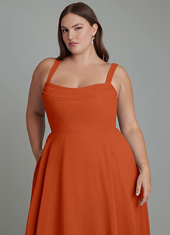 Azazie Shaude Bridesmaid Dresses Burnt Orange A-Line Pleated Chiffon Dress image12