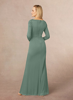 Azazie Risa Mother of the Bride Dresses Eucalyptus Mermaid V-Neck Pleated Mesh Dress image3