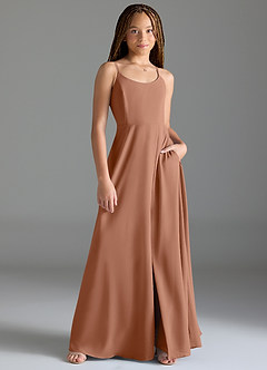 Azazie Moira Junior Bronzer A-Line with Pockets Chiffon Dress image1