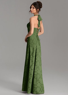 Azazie Nia Bridesmaid Dresses Olive A-Line Corset Floral Burnout Dress image4