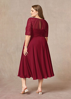 Azazie Dorothea Mother of the Bride Dresses Burgundy A-Line Scoop lace Chiffon Dress image6