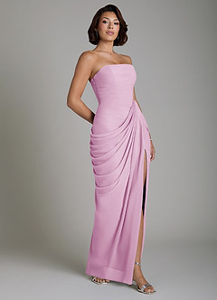 Azazie Nyra Robes de demoiselle d'honneur Robe Fourreau en Mousseline de soie Corset Rose Bonbon image7
