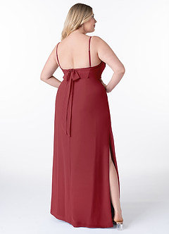 Azazie Mai Bridesmaid Dresses Pomegranate Sheath Pleated Chiffon Dress image9
