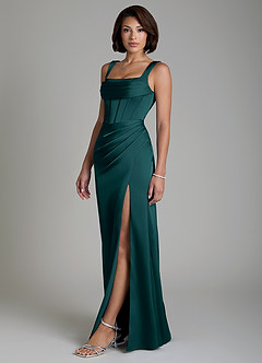Azazie Amora Brautjungfernkleider Meerjungfrau-Linie Korsett Stretch-Satin Kleid Kiefer image6