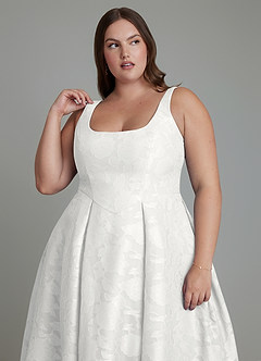 Azazie Amalie Bridesmaid Dresses White A-Line Pleated Floral Burnout Dress image13