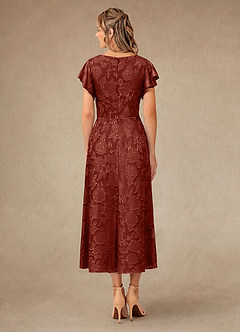 Azazie Vera Abiti per la Madre della Sposa Abito A-Line in Burnout Floreale Plissettato Terracotta image4