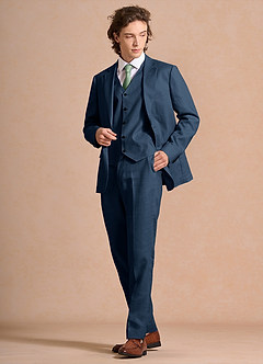 front Harrison Dunkelmarine 3-teiliger Anzug aus 100 % Leinen