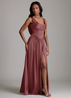 Azazie Novi Bridesmaid Dresses Amethyst A-Line with Pockets Stretch Satin Dress image5