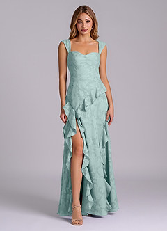 Azazie Sloane Bridesmaid Dresses Mist A-Line Sweetheart Neckline Floral Burnout Dress image1