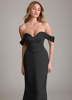 Azazie Sedona Probar vestidos en casa Vestido de Negro de Satén Elástico de Corte Sirena con Vestidos sin tirantes image5