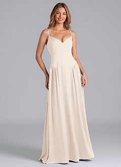 Azazie Kirby Final Sale White Alabaster A-Line Stretch Satin Dress image3